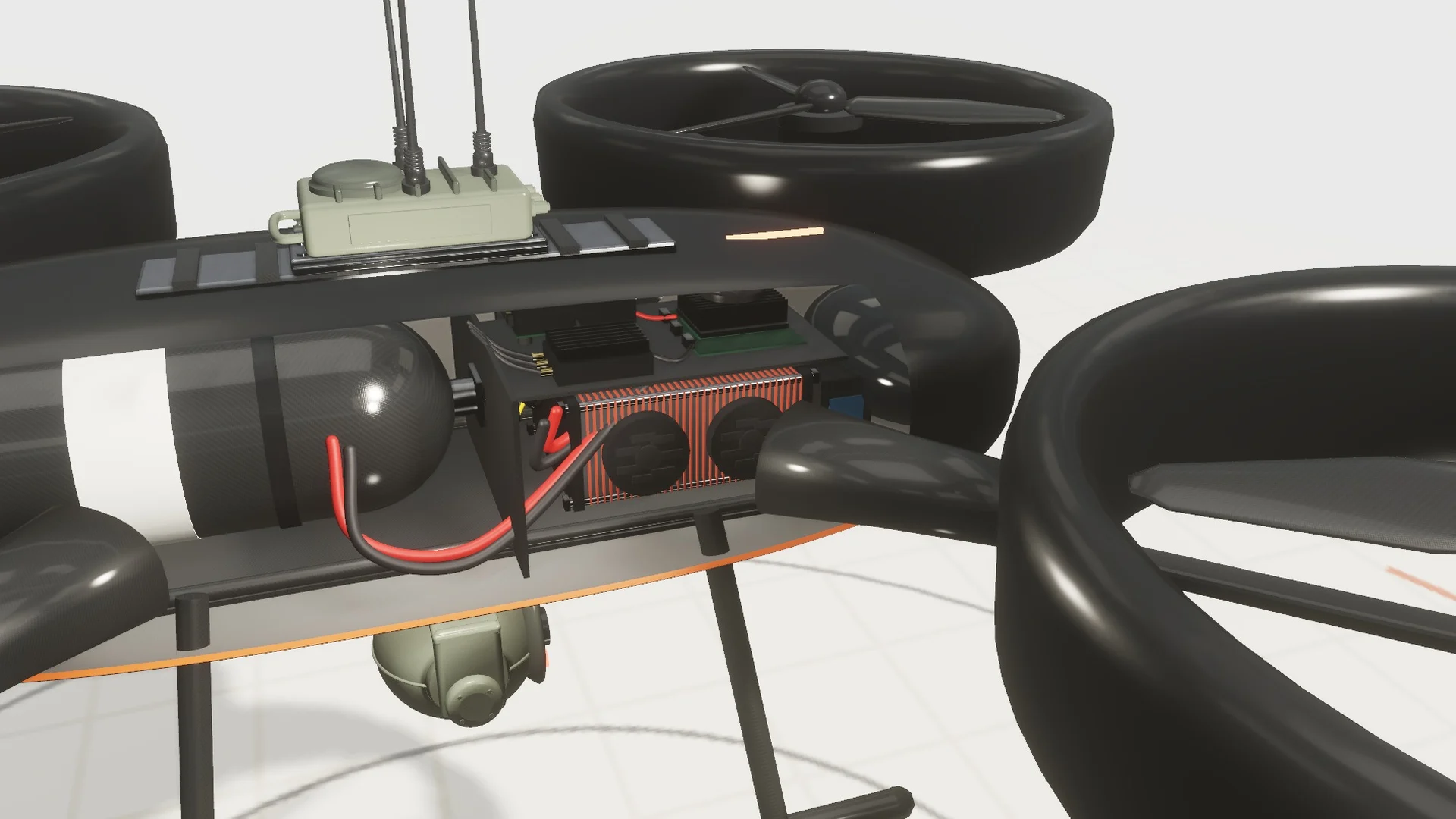 Cutaway of the drone showing the hydrogen power source