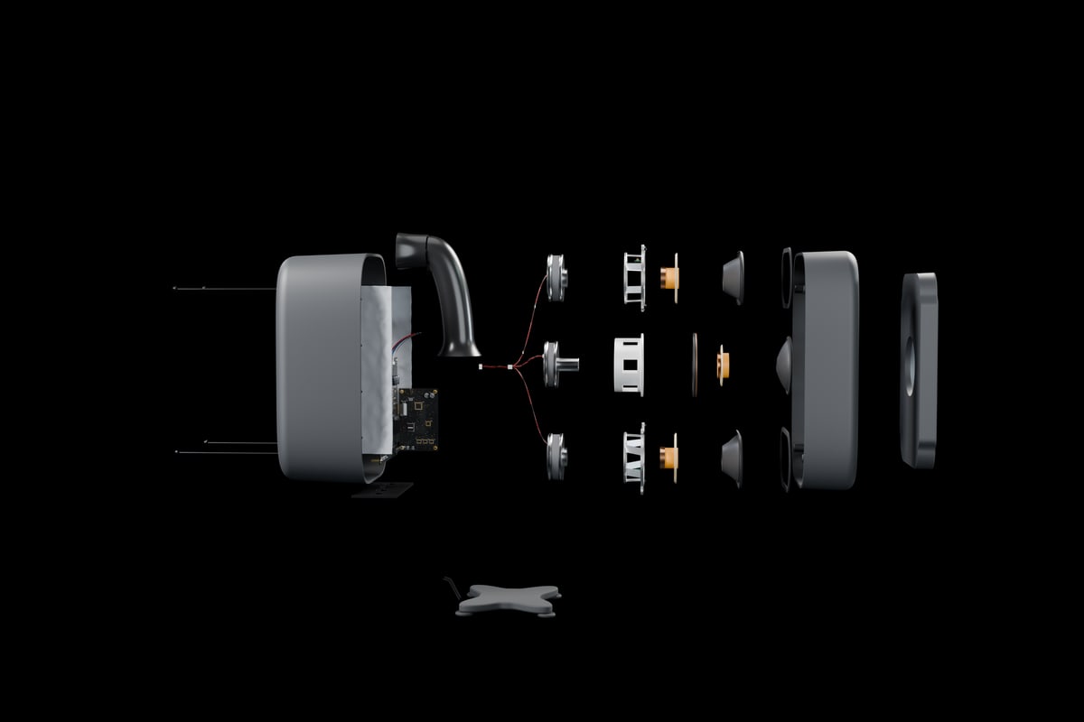 FM3 exploded assembly viewed from the side.