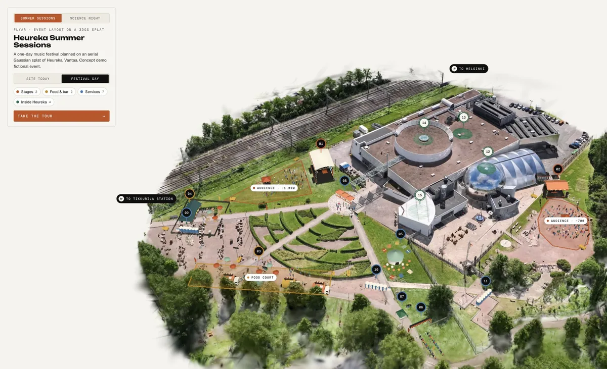 Summer Sessions: two stages, food court, bar and services placed on the real ground.