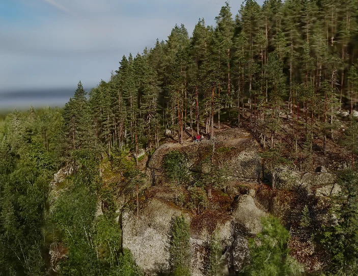 The rocky cliff face and forest at Hyyppäänvuori.