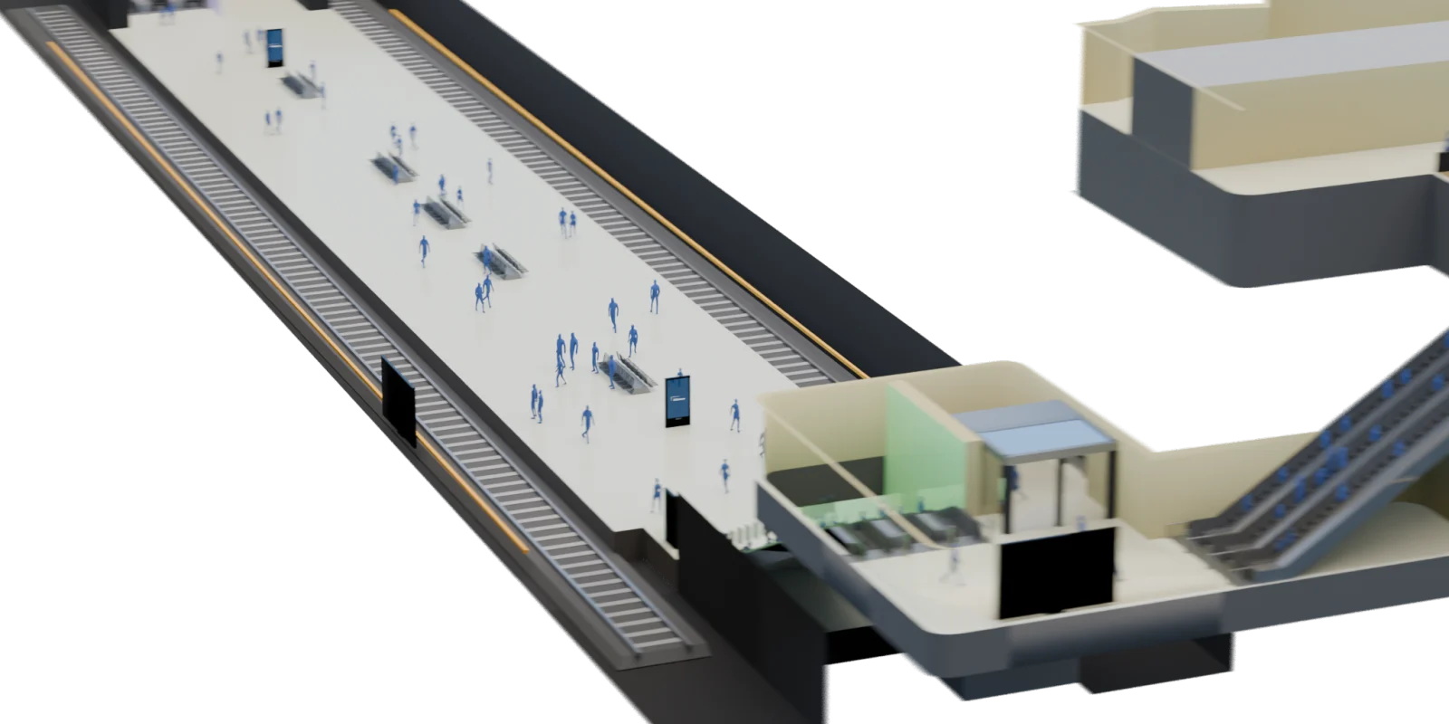 Matinkylä station. Platform-level placement preview.